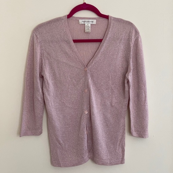 VTG Y2K Womens Cardigan Sz MD Pink Metallic Fairy Coquette Romantic Feminine - Picture 1 of 10